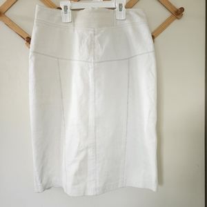 Melinda Fletcher Vintage size 9 white leather pencil midi skirt with slit used